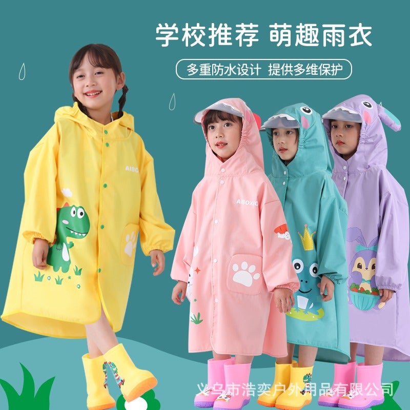 Children'S Cartoon Raincoat For Boys And Girls Dinosaur Rainproof Clothing Thickened Wear-Resistant School Special Children'S Poncho Portable - Image 2